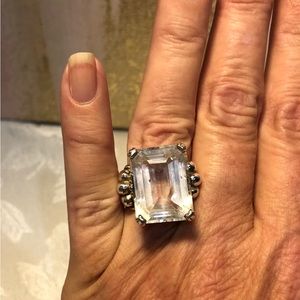 Lagos Iconic Caviar Large Emerald Cut White Topaz Ring